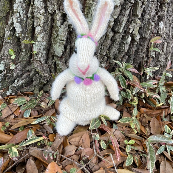 Hand crafted knit and needle felted bunny rabbit unique original handmade - Picture 13 of 16